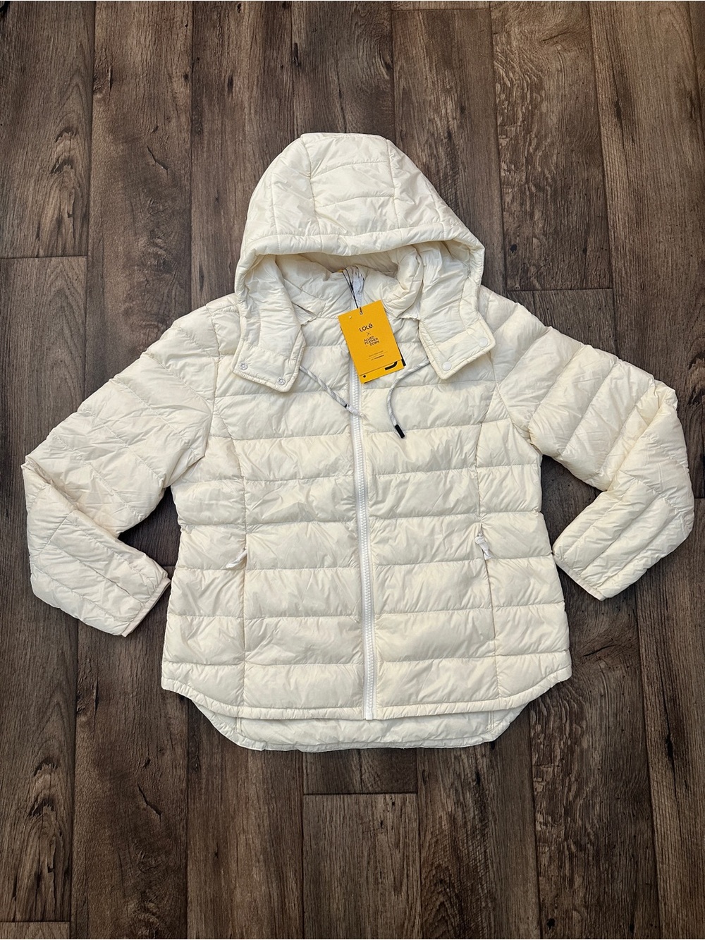 Lole Le Emeline Hooded 550FP Down Quilted Puffer Jacket Size XXL Off White